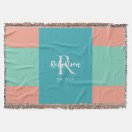 Modernes Monogramm der Aquamarinen, blauen und kor Decke