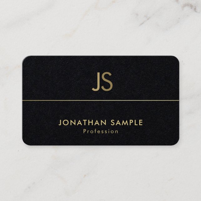 Modernes Monogramm Elegante Black Gold Luxus Schli Visitenkarte (Vorderseite)
