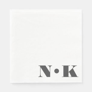 Modernes Monogramm erste Schwarz-weiße Hochzeit Serviette