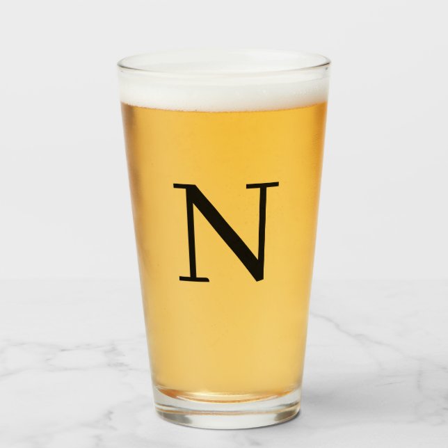 Modernes Monogramm Erstgebrüttelglas Glas (Vorne (Gefüllt))