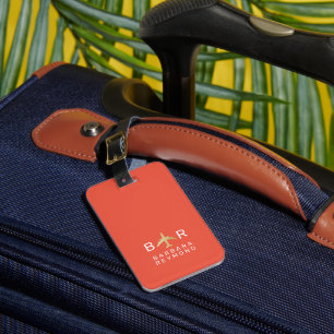 Modernes Monogramm-Flugzeug Warm Reddisch Reisen Gepäckanhänger