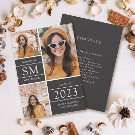 Modernes Monogramm Foto Collage Soft Black Ankündigung