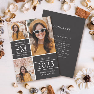 Modernes Monogramm Foto Collage Soft Black Ankündigung