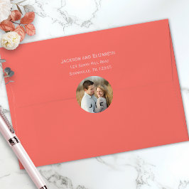 Modernes Monogramm-Foto Runder Aufkleber