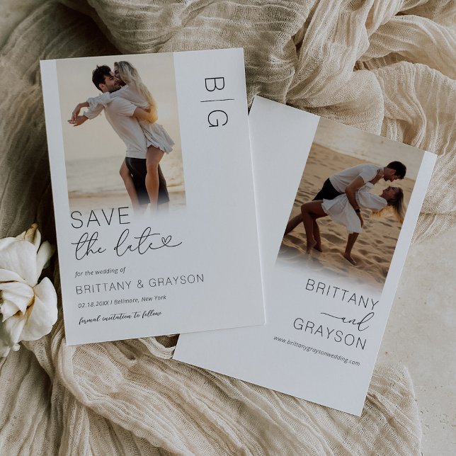Modernes Monogramm-Foto Save The Date (Von Creator hochgeladen)