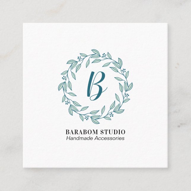 Modernes Monogramm für Aquamarine Kräne Beruflich Quadratische Visitenkarte (Vorderseite)