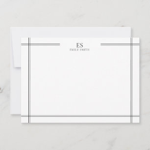 Modernes Monogramm für die Schwarzweißzeilengrenze Mitteilungskarte