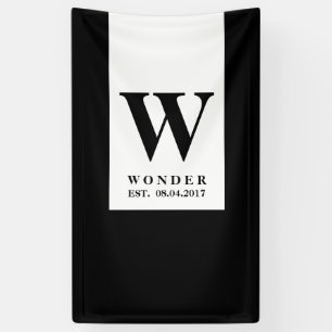 Modernes Monogramm für Frischvermählte Schwarzes Banner