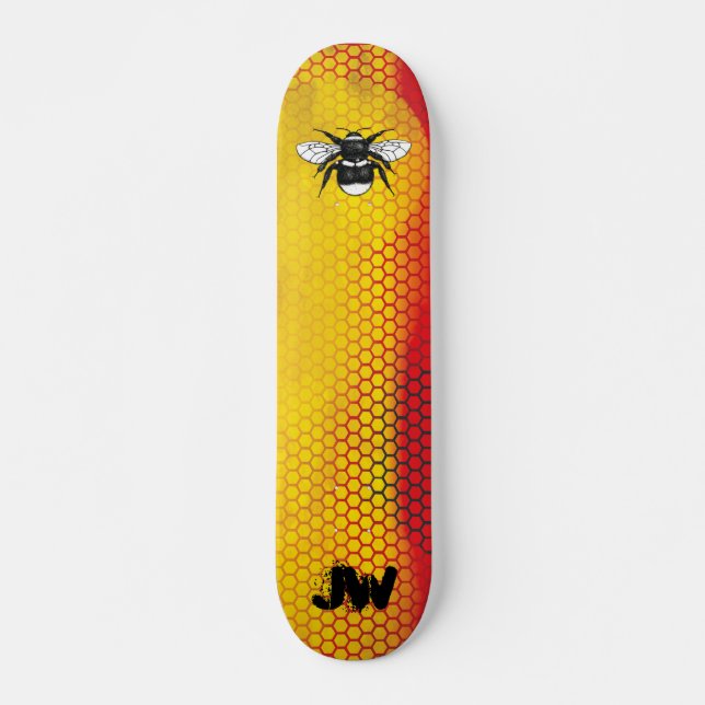 Modernes Monogramm für städtische Hummeln Skateboard (Vorne)