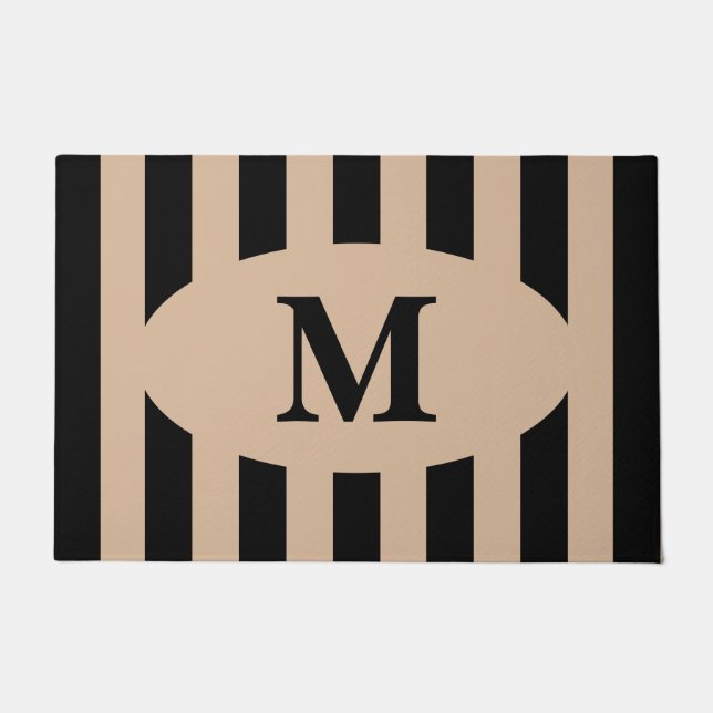 Modernes Monogramm gestreift Fußmatte (Vorderseite)
