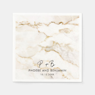 Modernes Monogramm heißt Goldmarmor-Hochzeitspapie Serviette