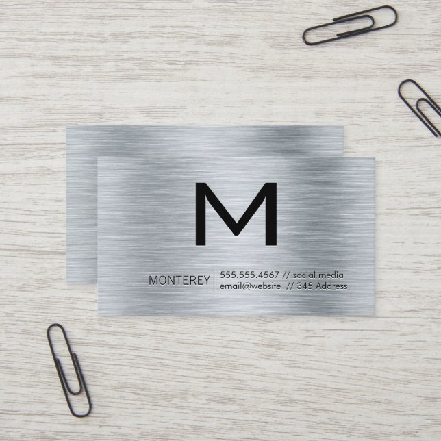 Modernes Monogramm | Hintergrund für metallisch ge Visitenkarte (Vorderseite/Rückseite Beispiel)