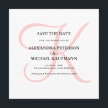 Modernes Monogramm in rosa Save the Date elegant<br><div class="desc">Diese eleganten Hochzeitseinladungen Save the Date zeigen Ihr Monogramm in einem großen, stilvollen Text in einer hellen Rose Quarzschatten auf weißem Hintergrund. Eine einfache, elegante Suche nach Ihrer modernen Hochzeit.</div>