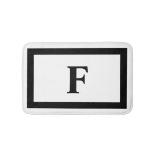 Modernes Monogramm in Weiß und Schwarz Badematte