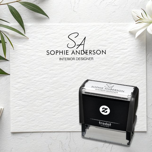 Modernes Monogramm-Logo Professionelles Geschäft Permastempel (Modern Monogram Logo Professional Business Self-Inking Stamp)