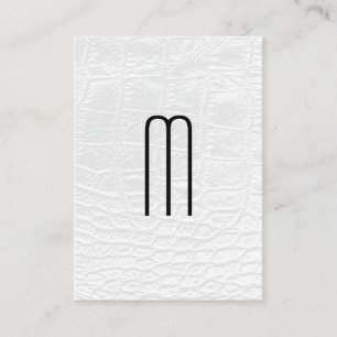 Modernes Monogramm Luxury White Leather Visitenkarte
