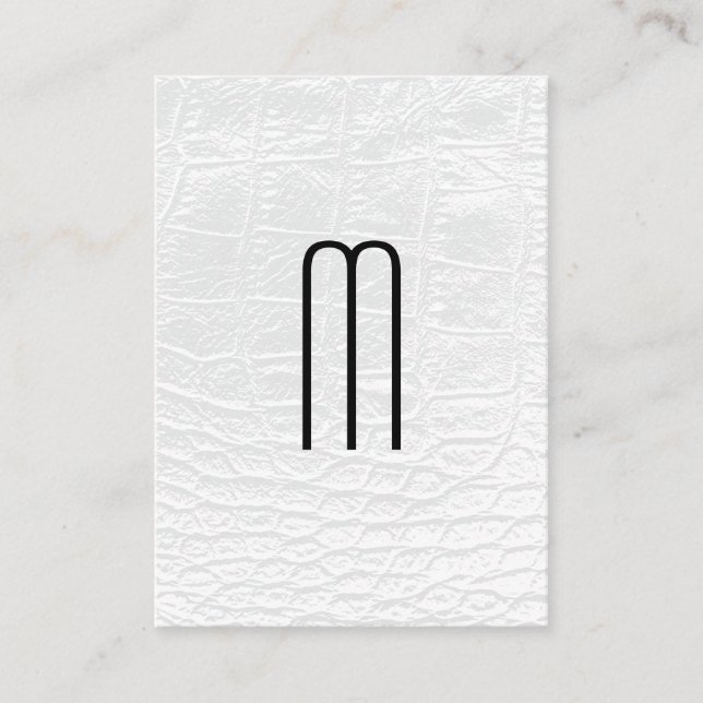 Modernes Monogramm | Luxury White Leather Visitenkarte (Vorderseite)