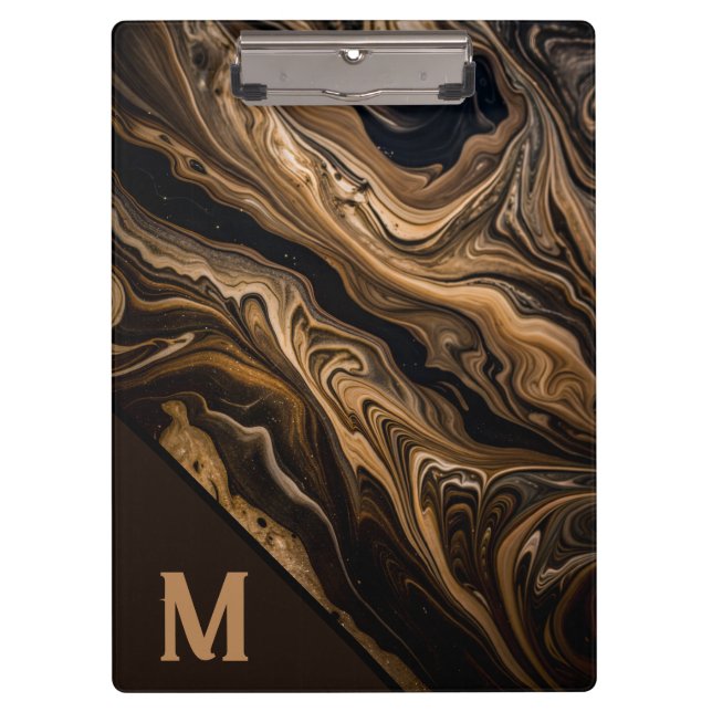 Modernes Monogramm-Marmor Klemmbrett (Vorderseite)