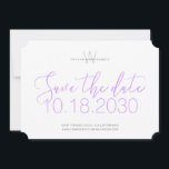 Modernes Monogramm Minimal Lilac Save the Date Lil<br><div class="desc">Lavender Lilac Orchid Lila Einfache,  minimale,  Schlichte Monogramm-Karte ohne Foto Save the Date mit Schwarz und Weiß und Grau mit eleganter Schrifttyp und großen Datumsangaben in einem schicken serifenlosen Schriftart. Passen Sie die Vorlage an,  indem Sie alle für Ihre Hochzeitsankündigungen gewollt Farben und Schriftart auswählen.</div>