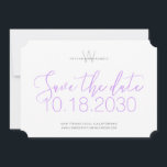 Modernes Monogramm Minimal Lilac Save the Date Lil<br><div class="desc">Lavender Lilac Orchid Lila Einfache,  minimale,  Schlichte Monogramm-Karte ohne Foto Save the Date mit Schwarz und Weiß und Grau mit eleganter Schrifttyp und großen Datumsangaben in einem schicken serifenlosen Schriftart. Passen Sie die Vorlage an,  indem Sie alle für Ihre Hochzeitsankündigungen gewollt Farben und Schriftart auswählen.</div>