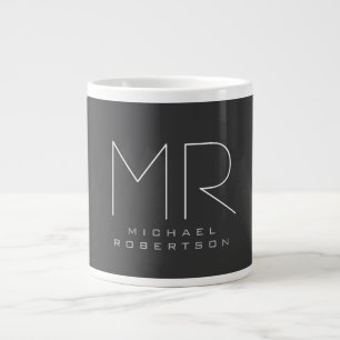 Modernes Monogramm Minimalistisch grau Jumbo-Tasse