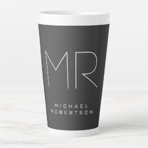 Modernes Monogramm Minimalistisch grau Milchtasse