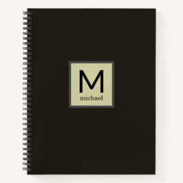 Modernes Monogramm mit Namen im Square Border Note Notizbuch