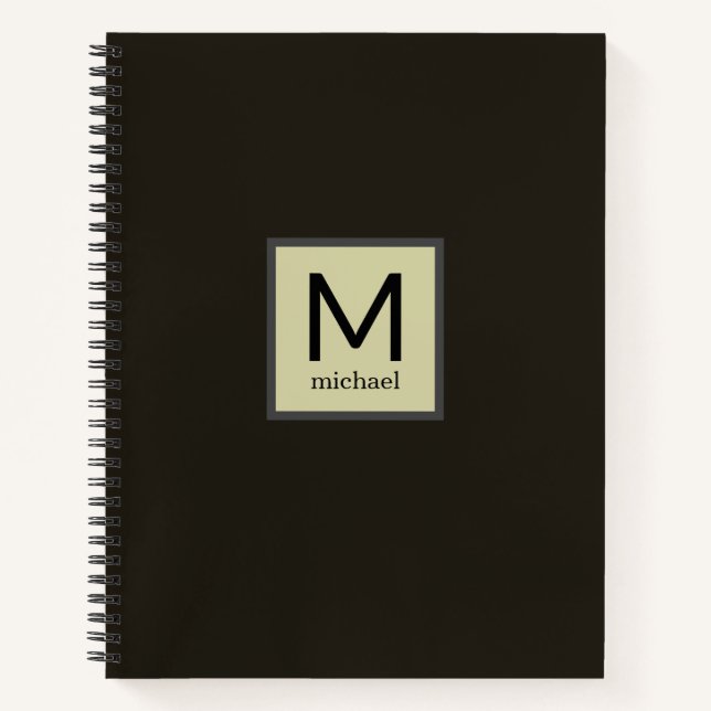 Modernes Monogramm mit Namen im Square Border Note Notizbuch (Vorderseite)