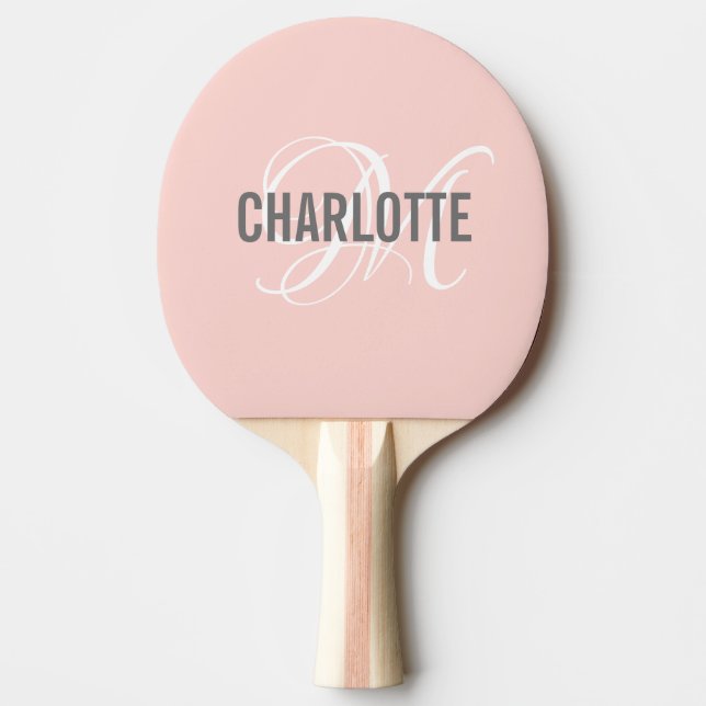 Modernes Monogramm-Name Rosa  Tischtennis Schläger (Vorderseite)