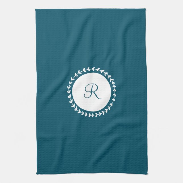 Modernes Monogramm Navy Blue Geschirrtuch (Vertikal)