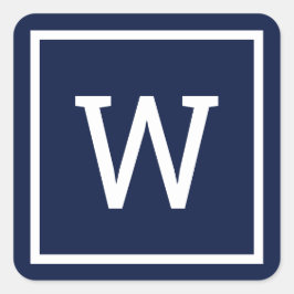 Modernes Monogramm Navy Blue Quadratischer Aufkleber