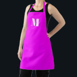 Modernes Monogramm Neon Magenta-Anfangsbuchstaben Schürze<br><div class="desc">Moderne Monogramm neon magenta rosa personalisierte, individuelle Anfangsbuchstaben Küche Schürze. Maßgeschneiderter weißer Text, neon magenta rosa schlichter Hintergrund.</div>