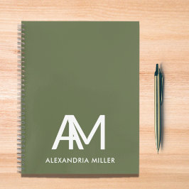 Modernes Monogramm-Notebook mit dem Namen Olive Gr Notizbuch