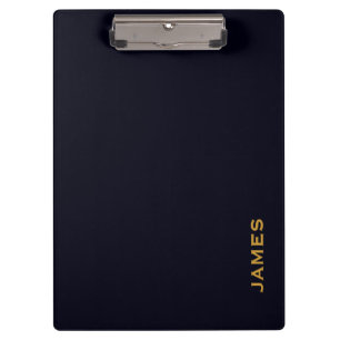 Modernes Monogramm Personalisiert Blau und Gold Klemmbrett