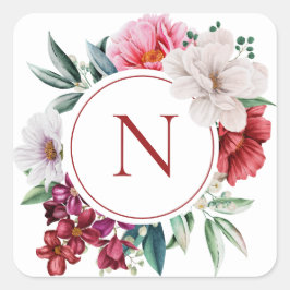 Modernes Monogramm Personalisiert Quadratischer Aufkleber