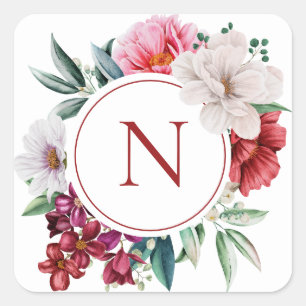 Modernes Monogramm Personalisiert Quadratischer Aufkleber