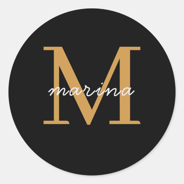 Modernes Monogramm personalisiert Runder Aufkleber (Vorderseite)