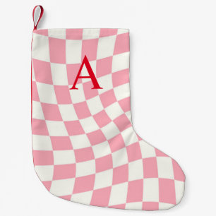 Modernes Monogramm rosa geprüft Kleiner Weihnachtsstrumpf