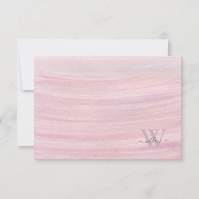 Modernes Monogramm Rosa Grau Dankeskarte (Vorderseite)