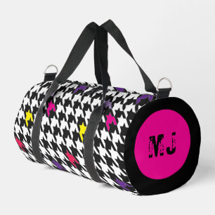 Modernes Monogramm rosa Lila Hahnentrittmuster Duffle Bag