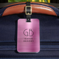 Modernes Monogramm Rosa Pinselpinsel, Girly Metall