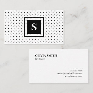 Modernes Monogramm Schwarz auf weißem Polka Dot Mu Visitenkarte