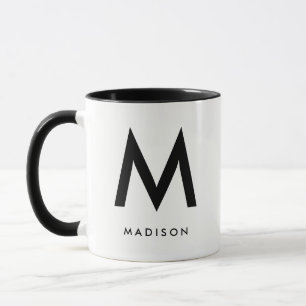 Modernes Monogramm Schwarz und Weiß Tasse