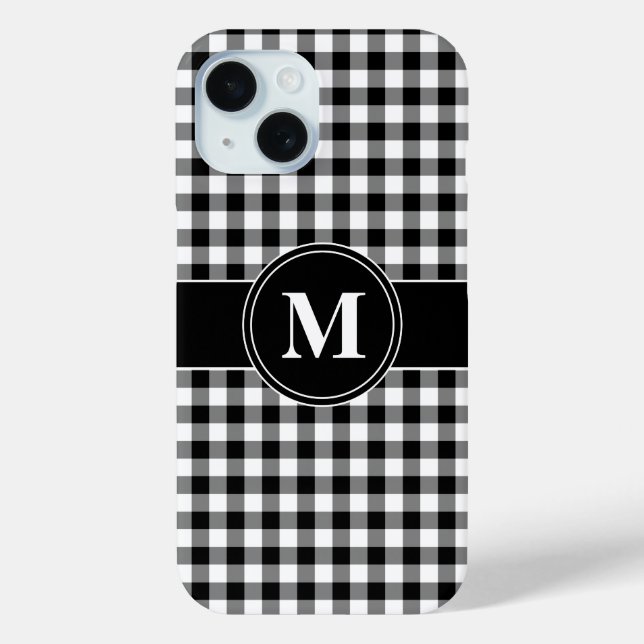 Modernes monogramm Schwarz-Weiß-Muster Case-Mate iPhone Hülle (Rückseite)