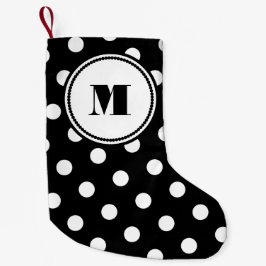 Modernes monogramm Schwarz-Weiß-Muster Kleiner Weihnachtsstrumpf