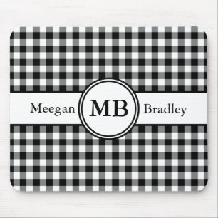 Modernes monogramm Schwarz-Weiß-Muster Mousepad