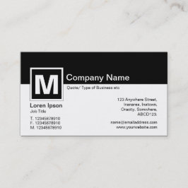 Modernes Monogramm - Schwarz/Weiß Visitenkarte