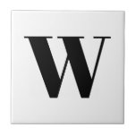 Modernes Monogramm Schwarz-weißer, individueller A Fliese<br><div class="desc">Moderne monogramm schwarze Sonderbriefe elegante minimalistische schlichte Keramik Fliesen.</div>