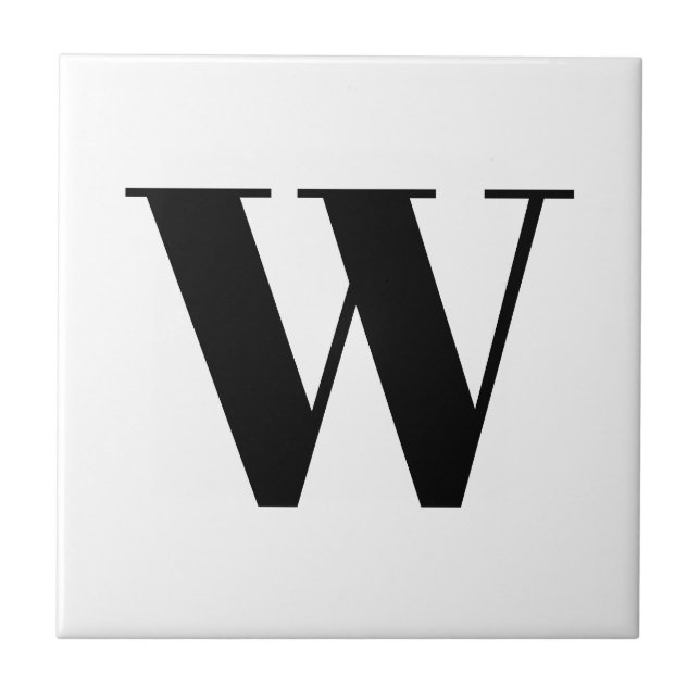 Modernes Monogramm Schwarz-weißer, individueller A Fliese (Vorderseite)
