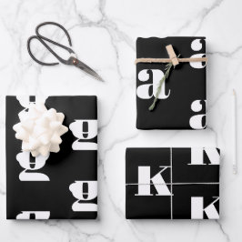 Modernes Monogramm Schwarz-weißer, individueller A Geschenkpapier Set